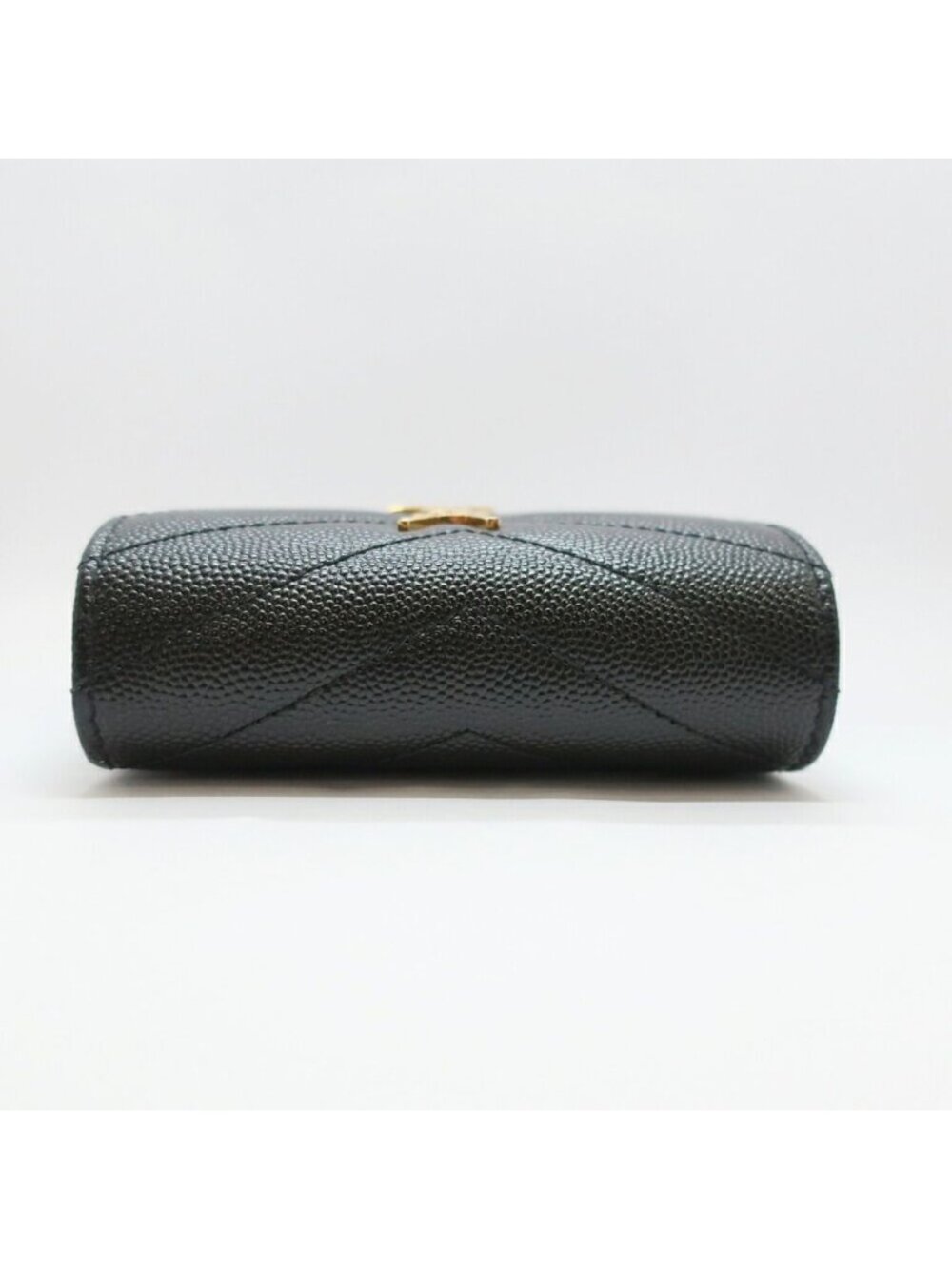Saint Laurent Ten Multi Fold Wallet Black Leather Compact Mini Logo Quilted - Picture 6 of 10
